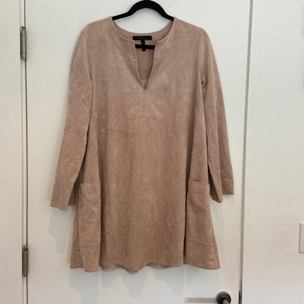 BCBG suede light pink dress/cream